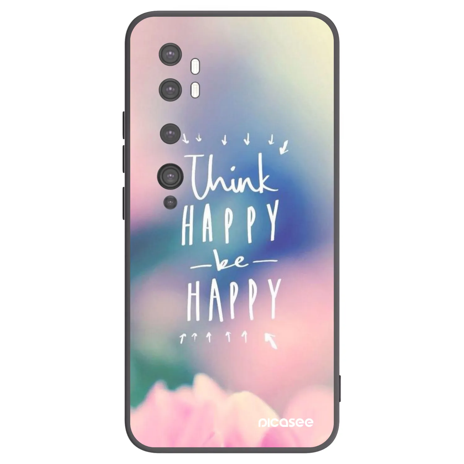 Picasee silikonski črni ovitek za Xiaomi Mi Note 10 (Pro) - Think happy be happy