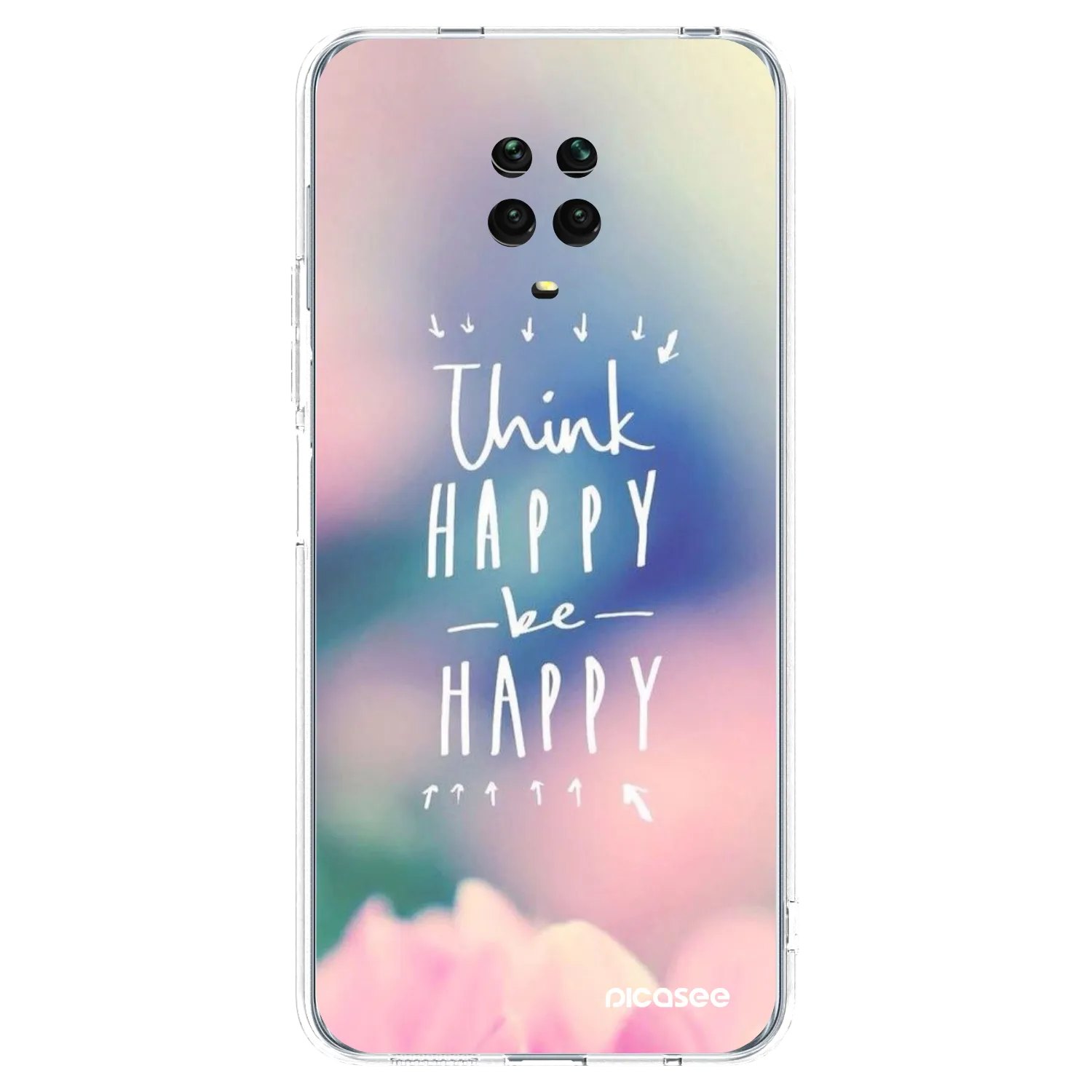 Picasee silikonski prozorni ovitek za Xiaomi Redmi Note 9 Pro - Think happy be happy