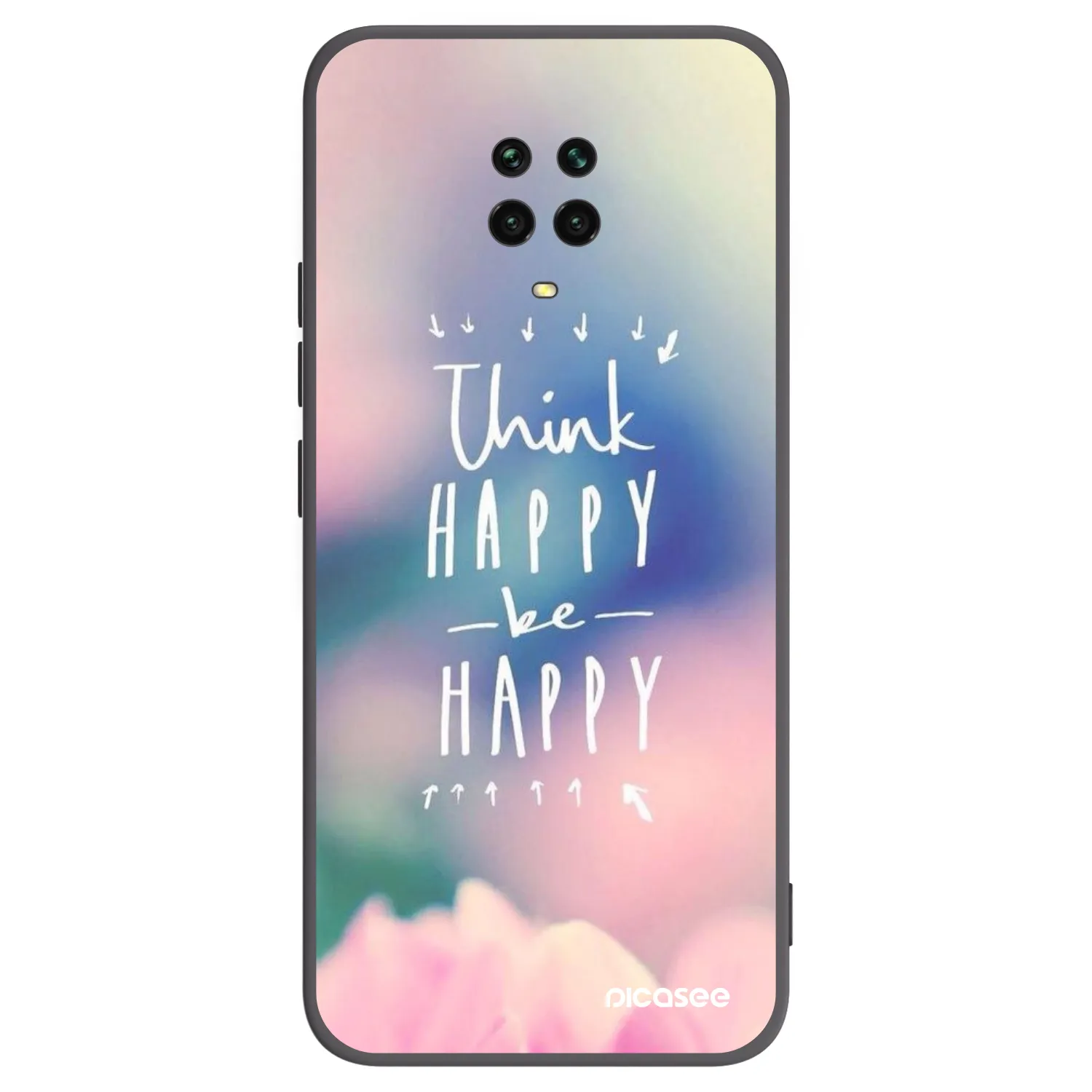 Picasee silikonski črni ovitek za Xiaomi Redmi Note 9S - Think happy be happy