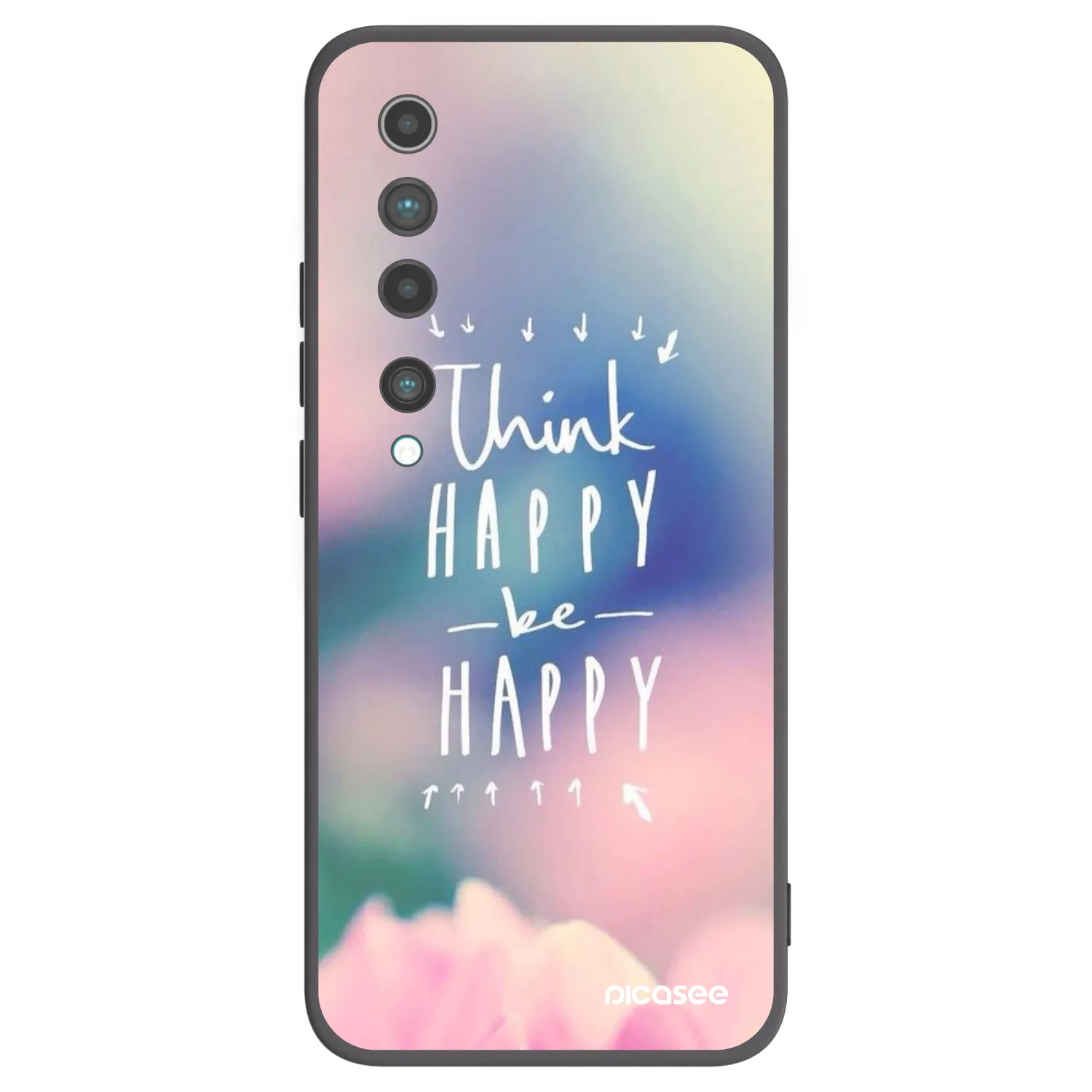 Picasee silikonski črni ovitek za Xiaomi Mi 10 - Think happy be happy
