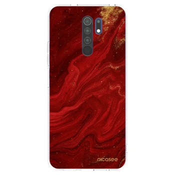 Picasee silikonski prozorni ovitek za Xiaomi Redmi 9 - Red