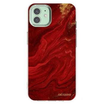 Picasee silikonski prozorni ovitek za Apple iPhone 12 - Red