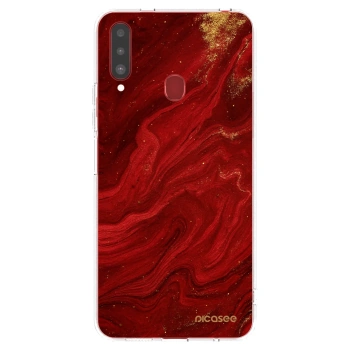 Picasee silikonski prozorni ovitek za Samsung Galaxy A20s - Red