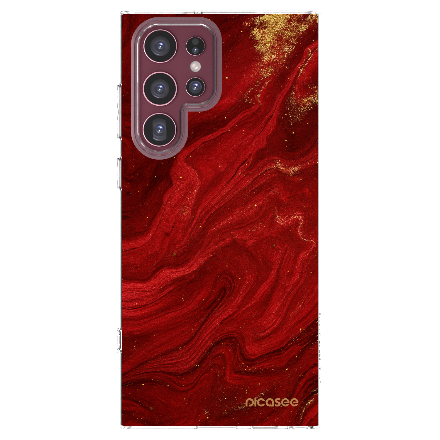 Picasee silikonski prozorni ovitek za Samsung Galaxy S22 Ultra 5G - Red