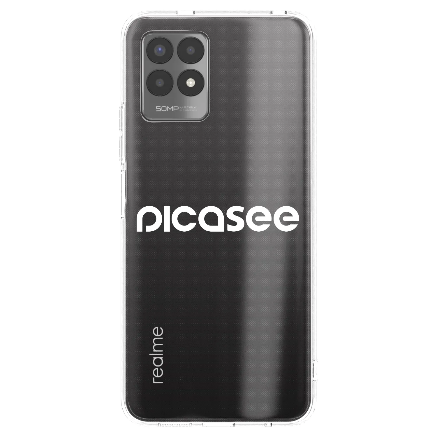 Picasee silikonski prozorni ovitek za Realme 8i - Picasee - new logo - white