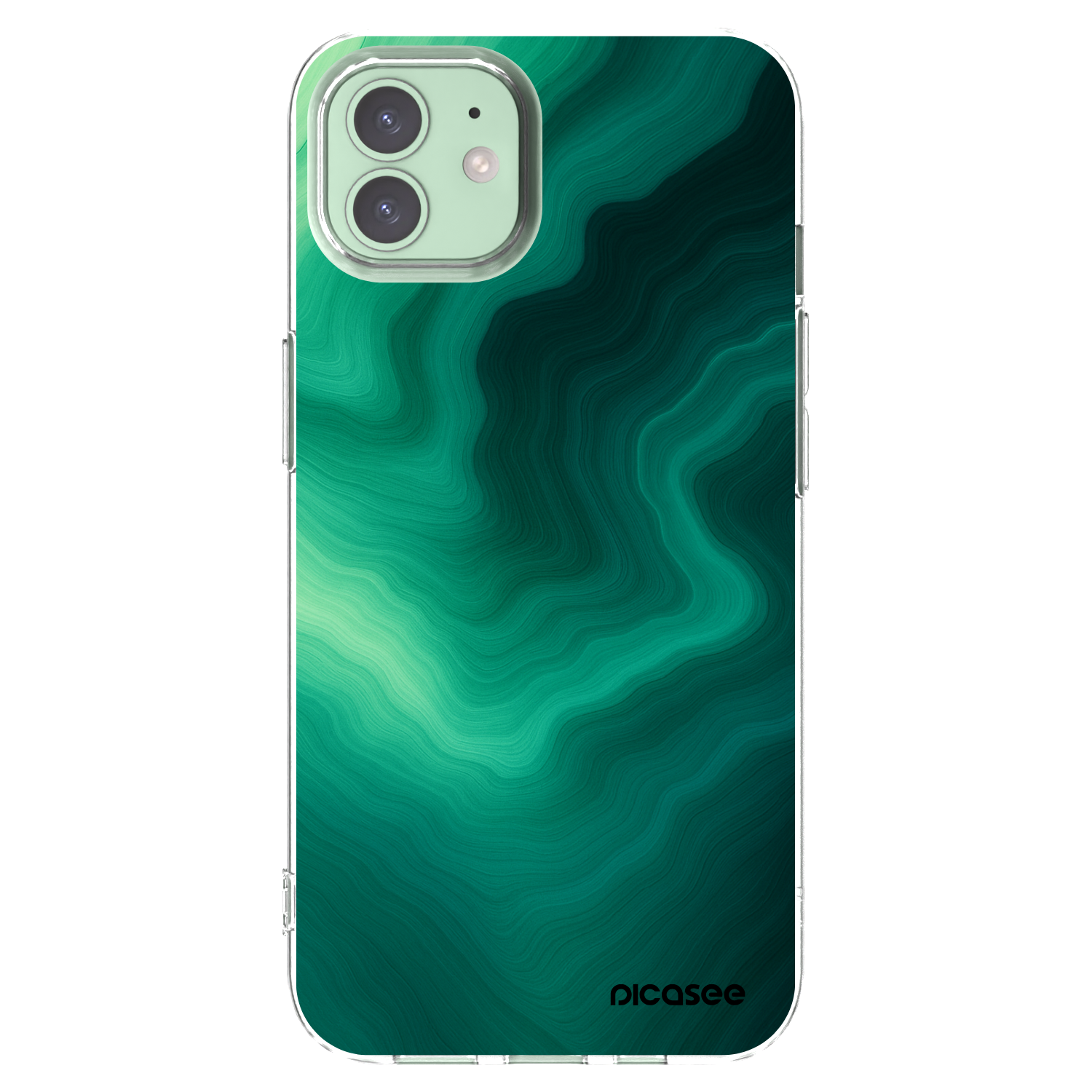 Picasee silikonski prozorni ovitek za Apple iPhone 12 - Malachite