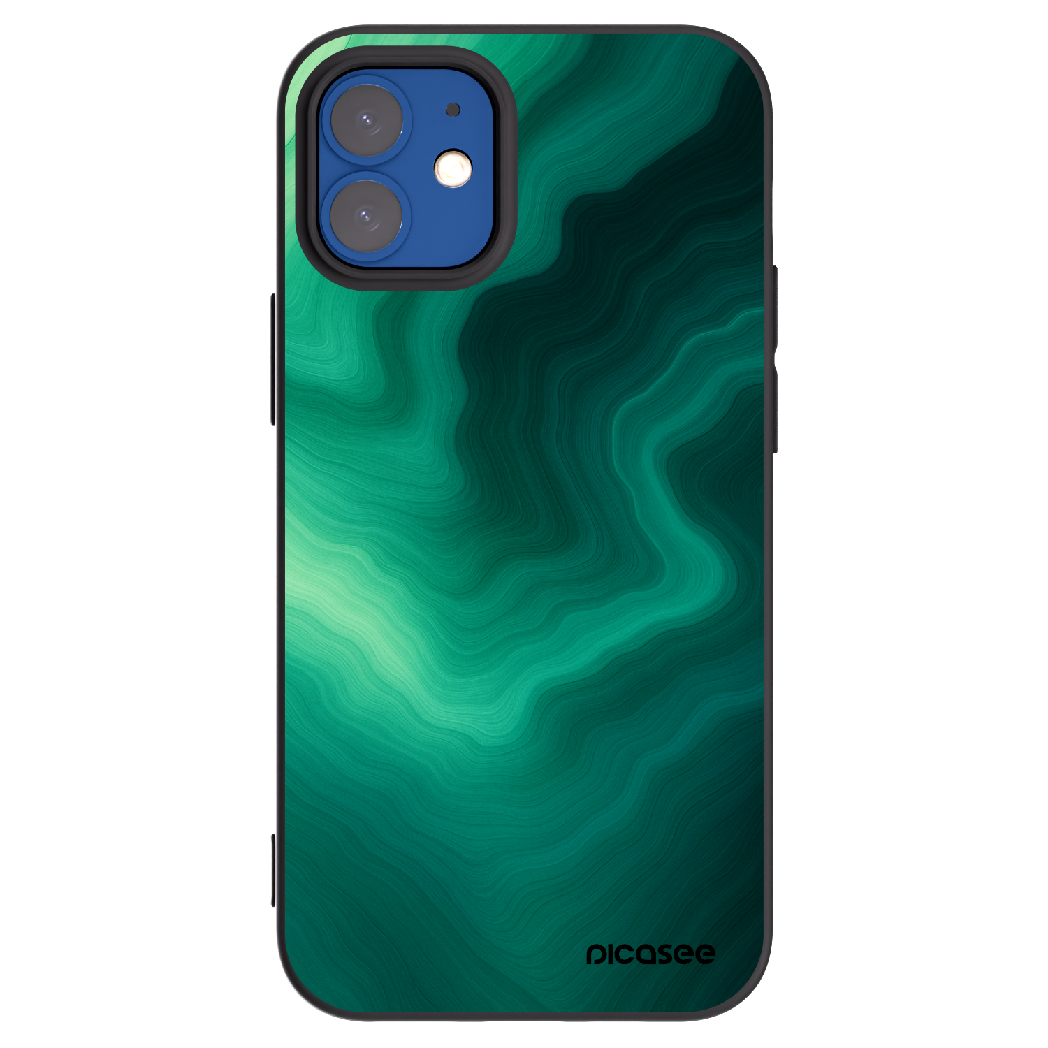 Picasee silikonski črni ovitek za Apple iPhone 12 mini - Malachite