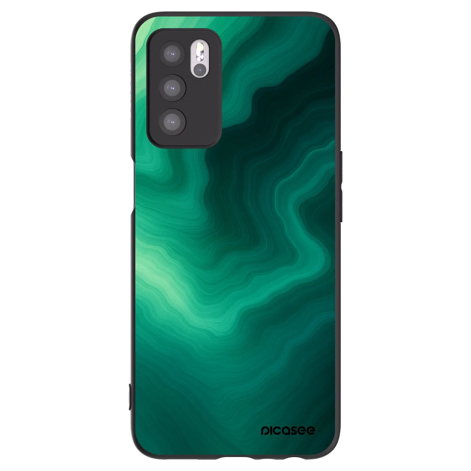 Picasee silikonski črni ovitek za OPPO A16s - Malachite
