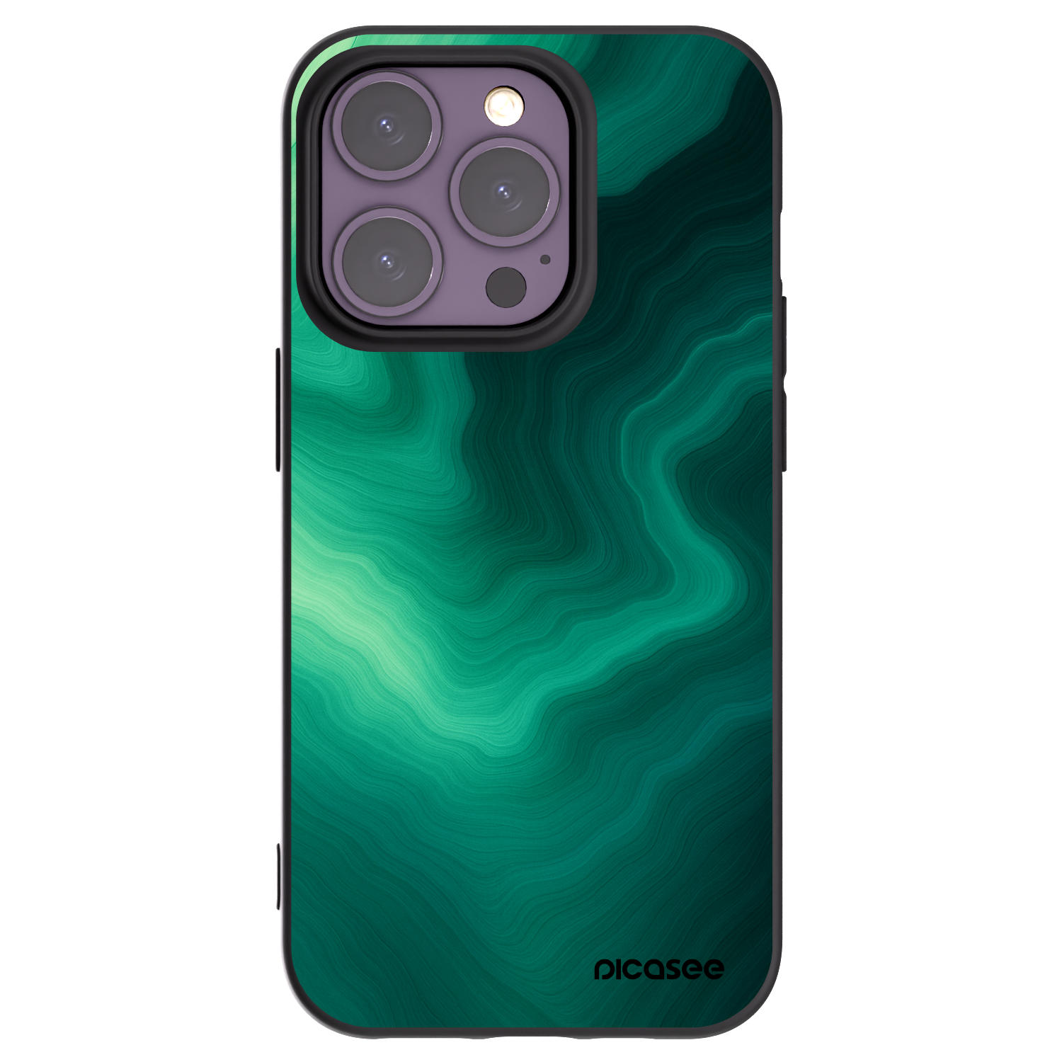 Picasee silikonski črni ovitek za Apple iPhone 14 Pro - Malachite