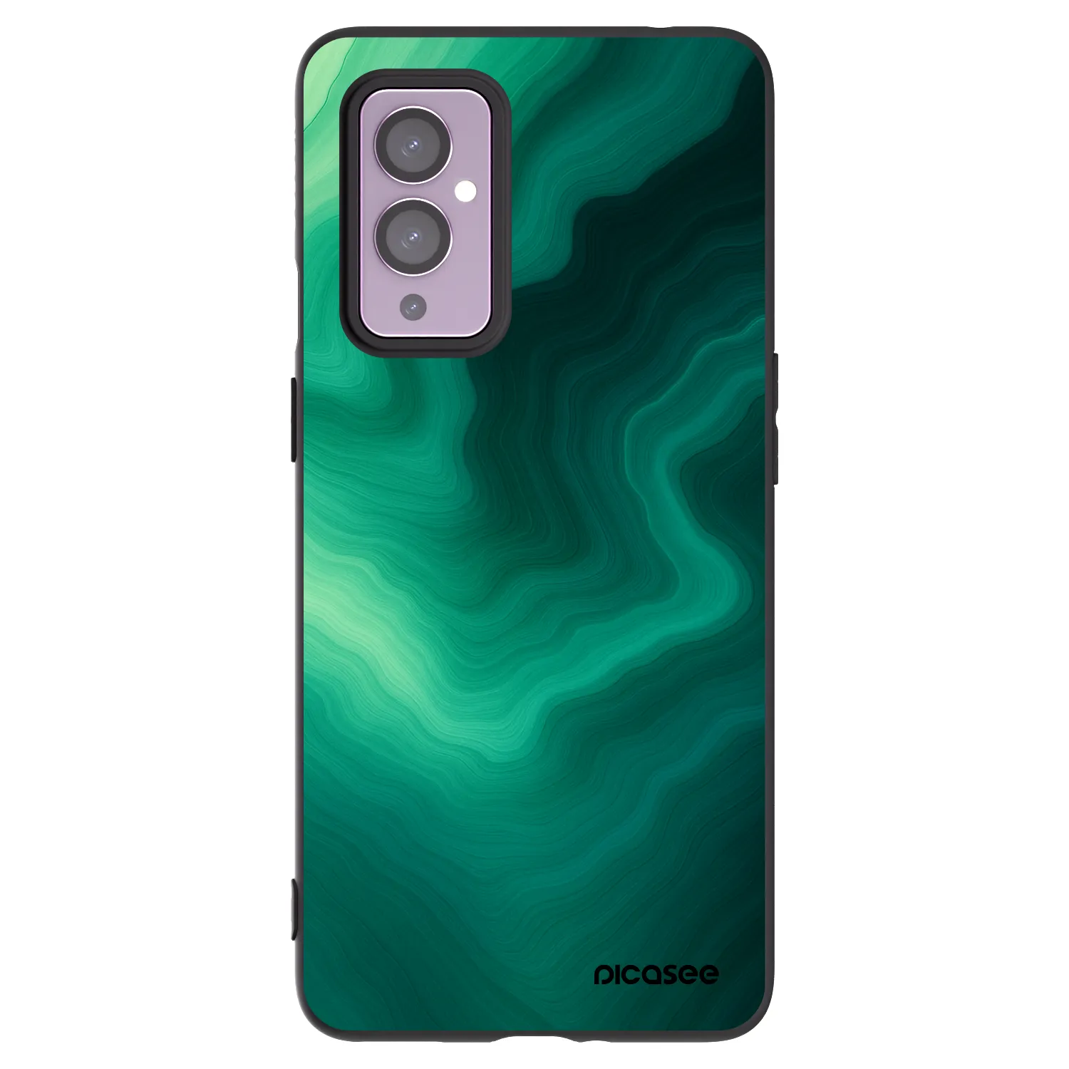 Picasee silikonski črni ovitek za OnePlus 9 - Malachite