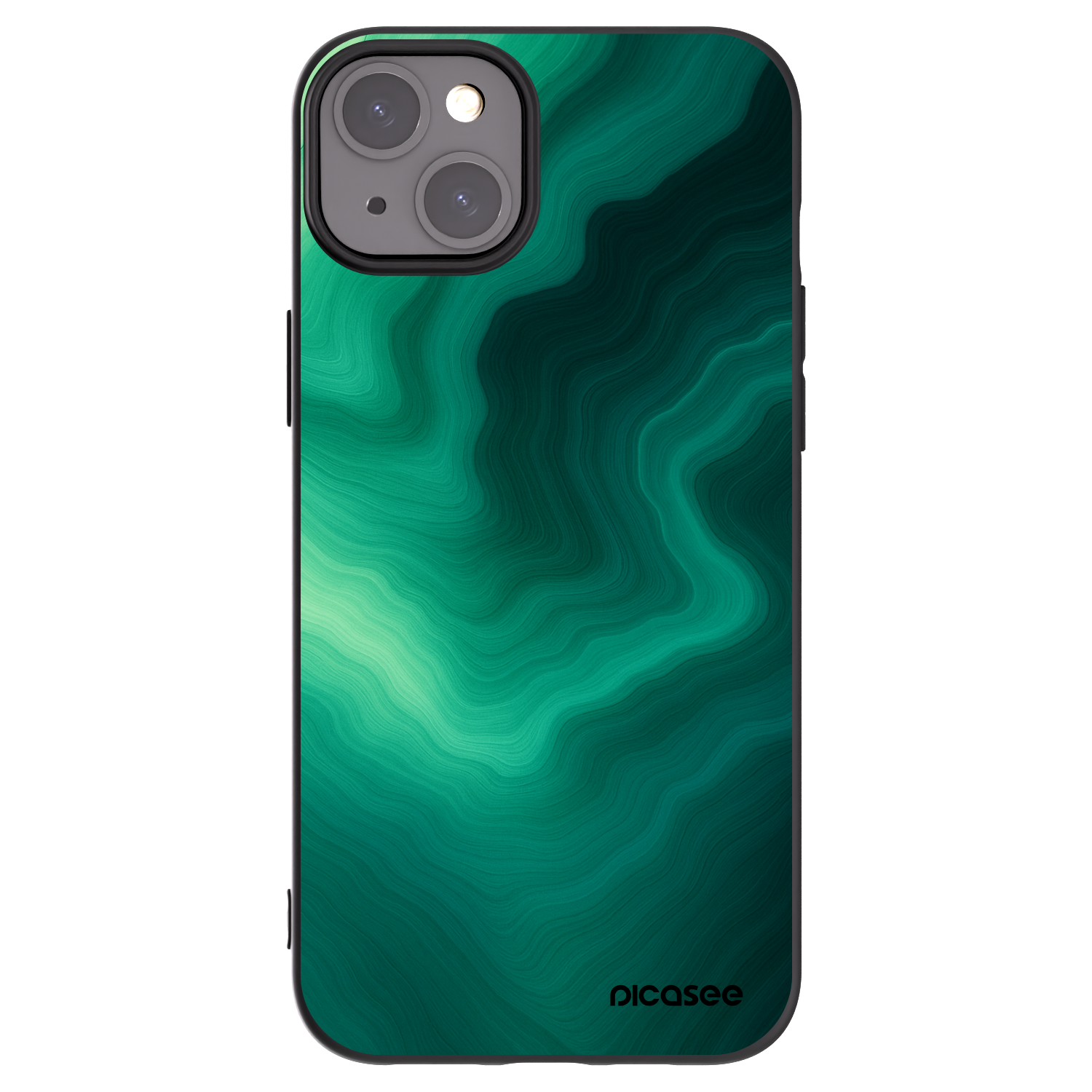 Picasee silikonski črni ovitek za Apple iPhone 15 Plus - Malachite