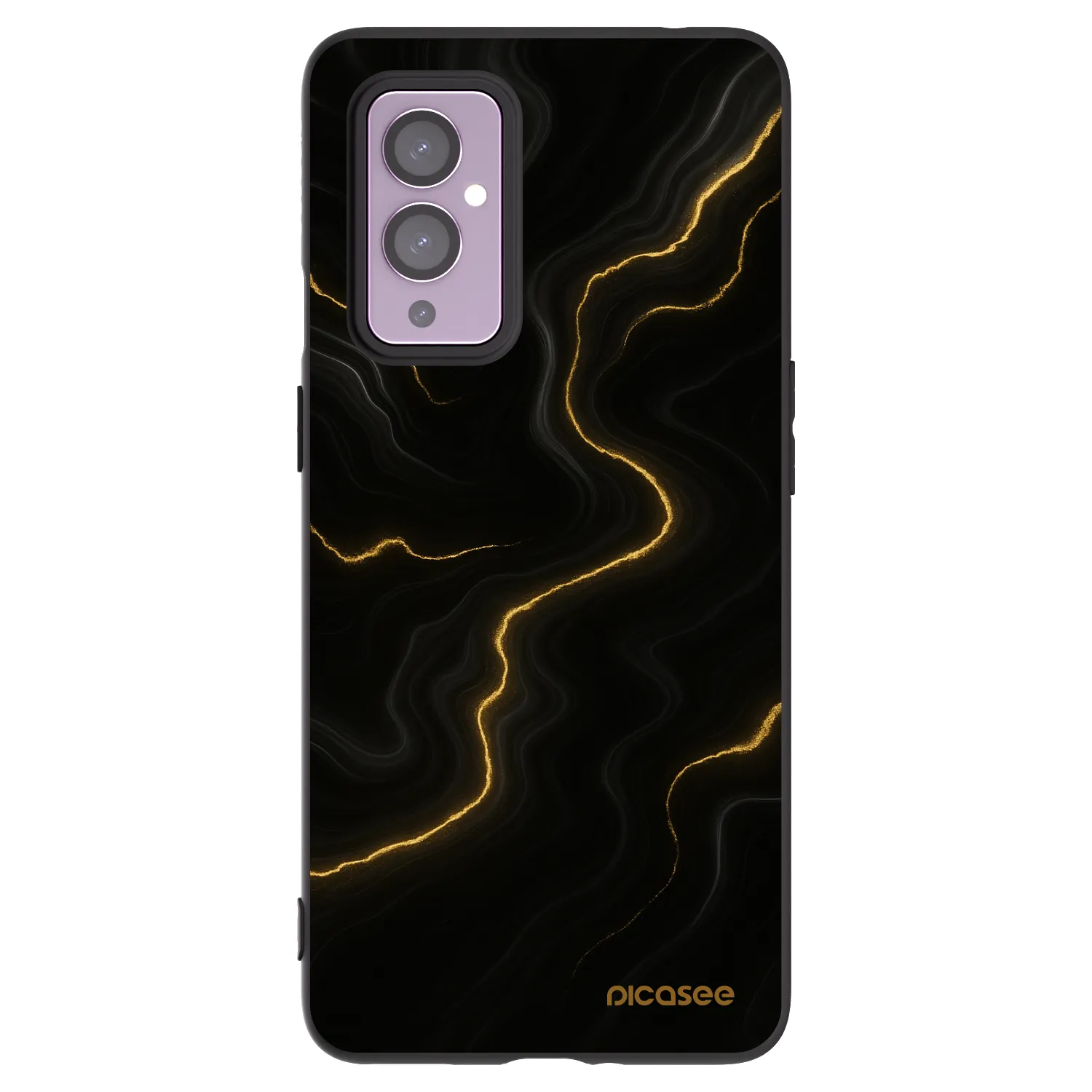 Picasee silikonski črni ovitek za OnePlus 9 - Thunder
