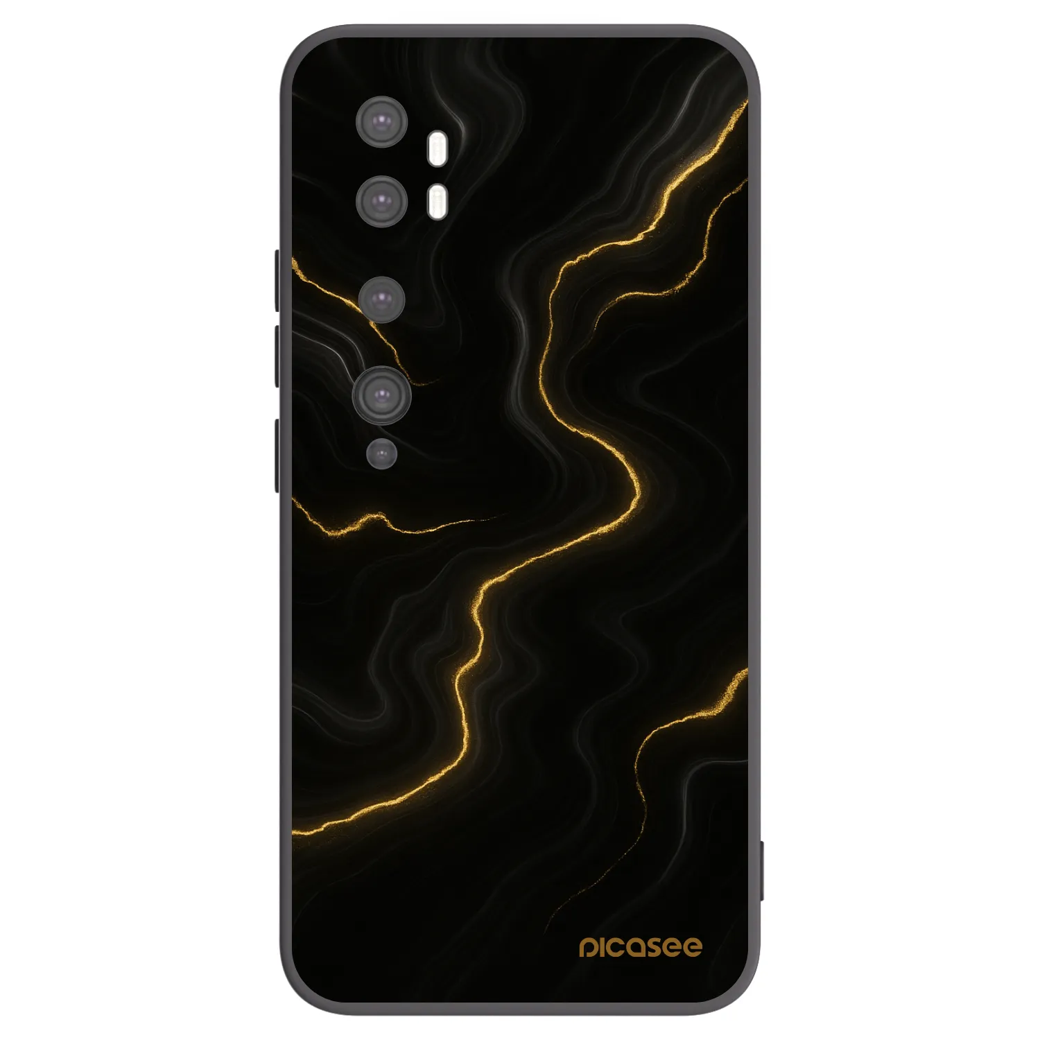 Picasee silikonski črni ovitek za Xiaomi Mi Note 10 (Pro) - Thunder