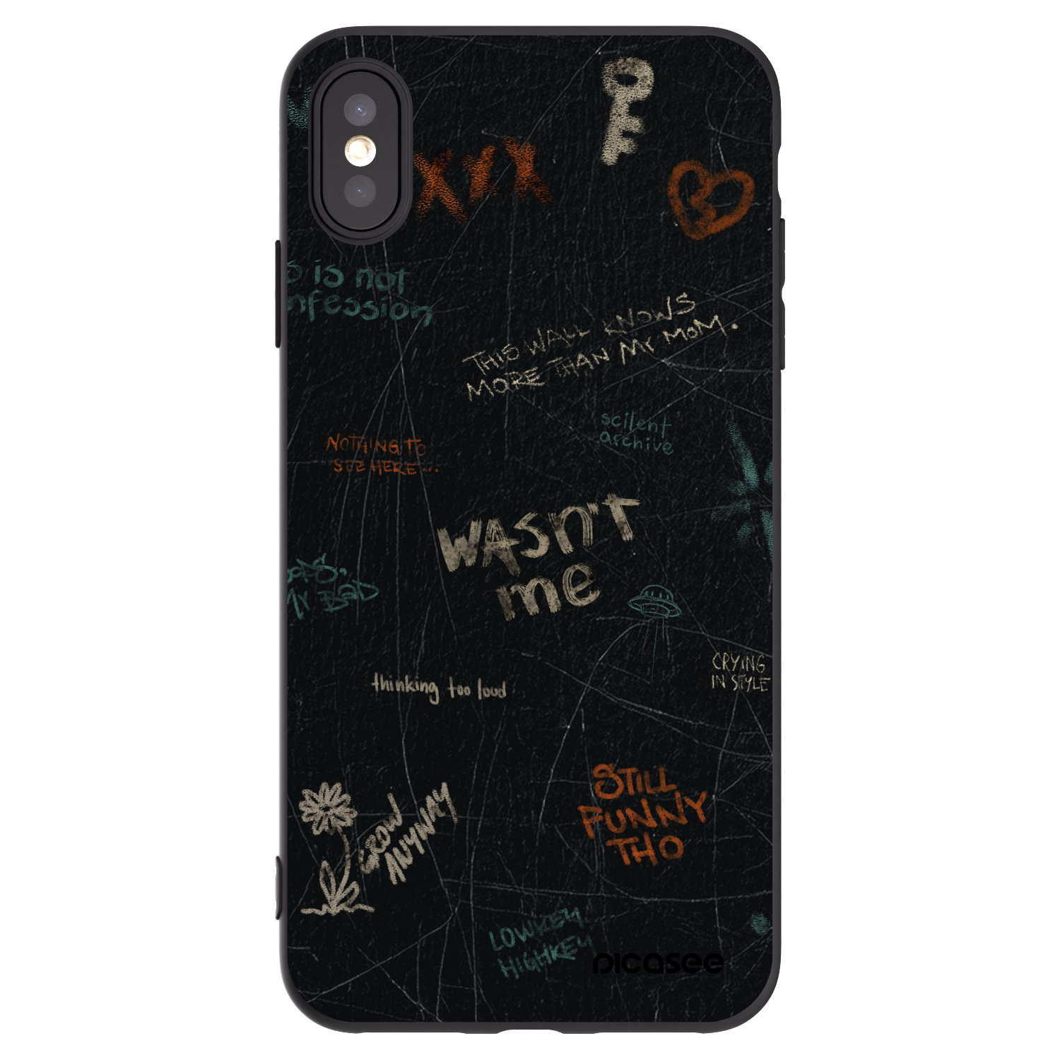 Picasee silikonski črni ovitek za Apple iPhone XS Max - CONFESSION