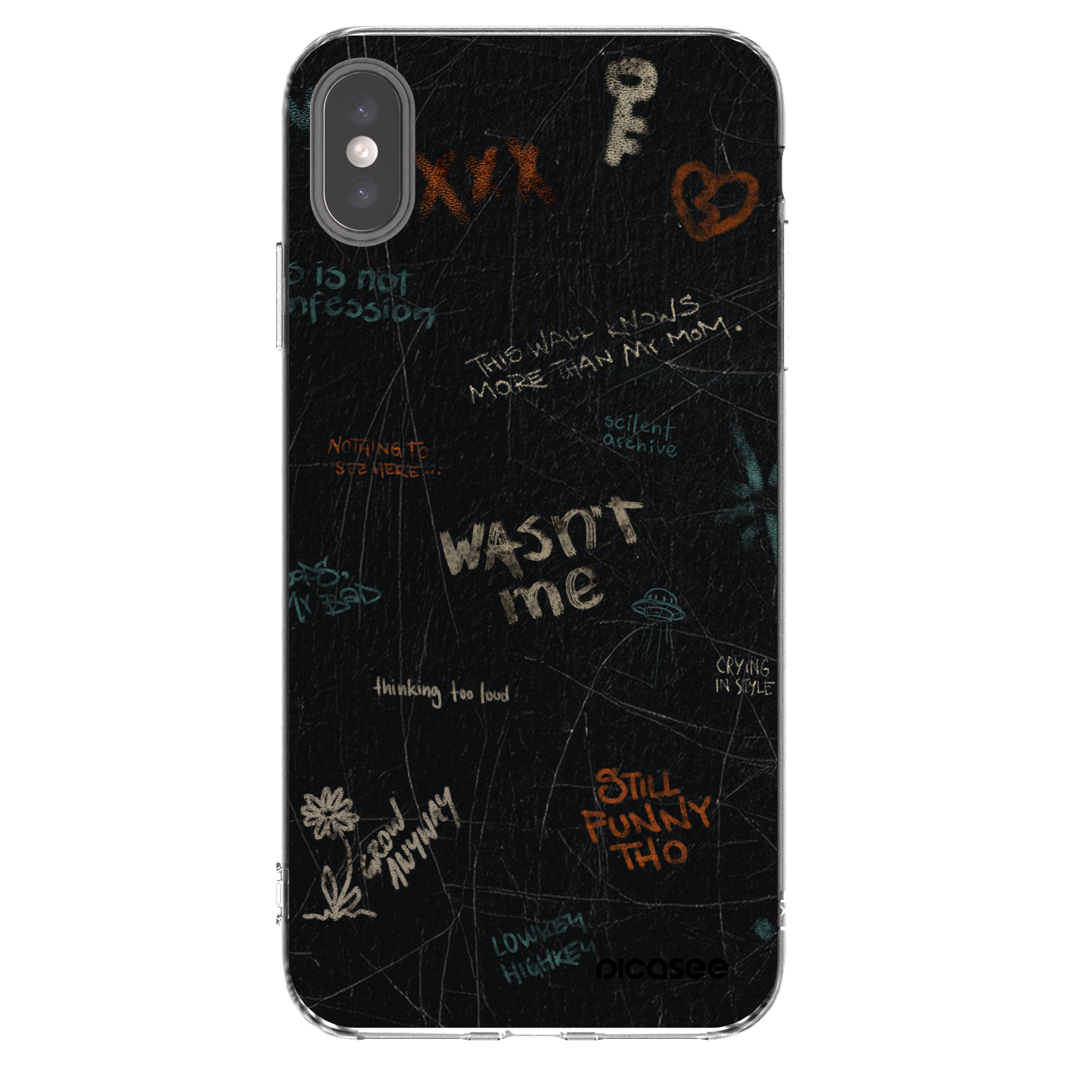 Picasee silikonski prozorni ovitek za Apple iPhone XS Max - CONFESSION