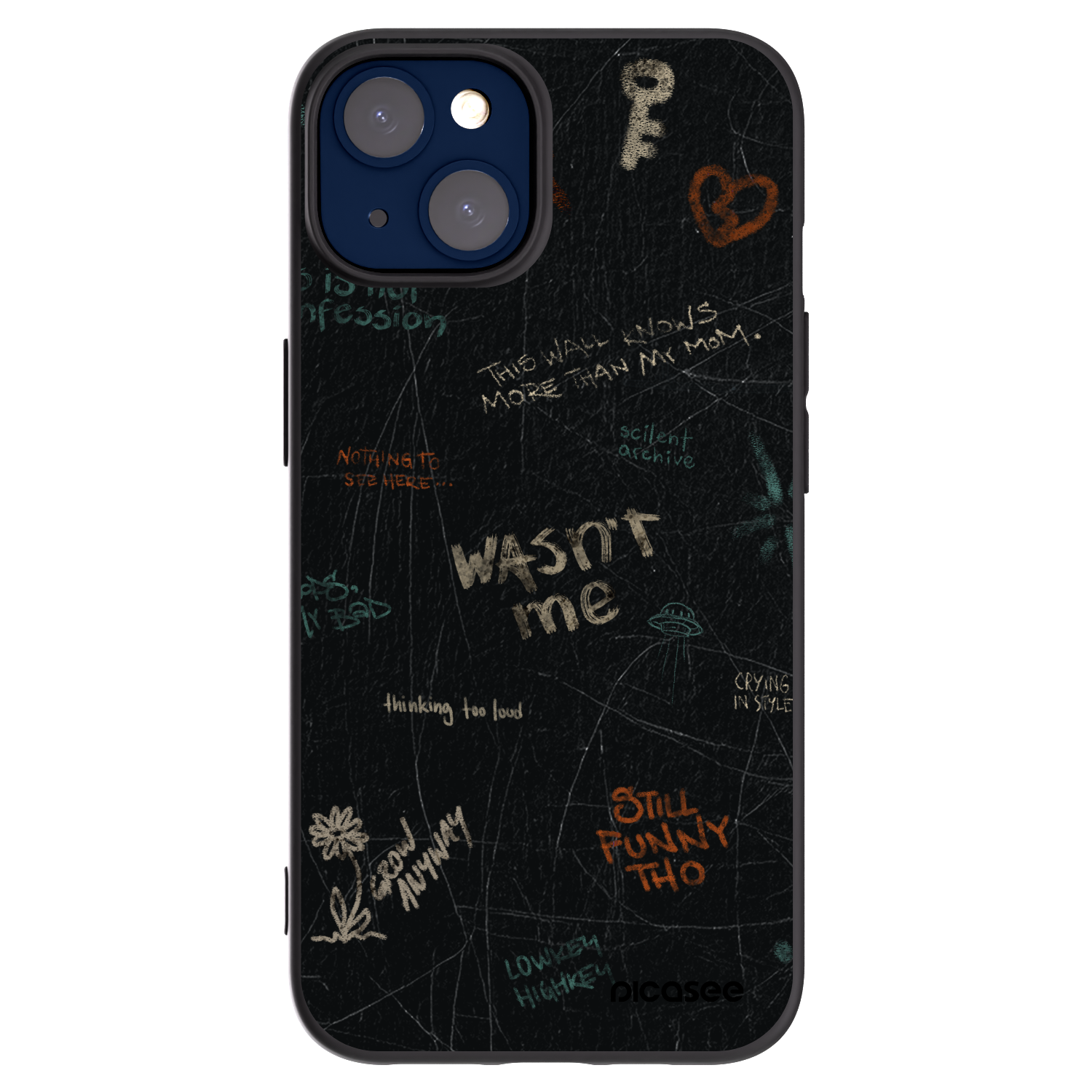 Picasee silikonski črni ovitek za Apple iPhone 14 - CONFESSION