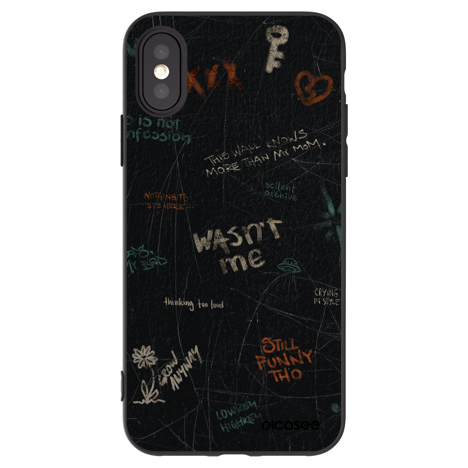 Picasee silikonski črni ovitek za Apple iPhone X/XS - CONFESSION