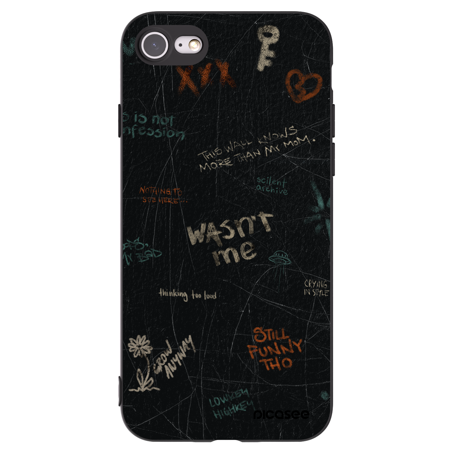 Picasee silikonski črni ovitek za Apple iPhone 8 - CONFESSION