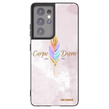 Picasee silikonski črni ovitek za Samsung Galaxy S21 Ultra 5G G998B - Carpe Diem