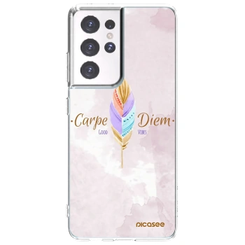 Picasee silikonski prozorni ovitek za Samsung Galaxy S21 Ultra 5G G998B - Carpe Diem