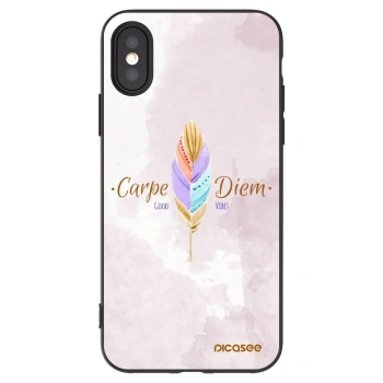 Picasee silikonski črni ovitek za Apple iPhone X/XS - Carpe Diem