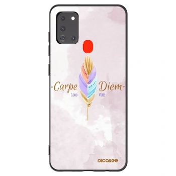 Picasee silikonski črni ovitek za Samsung Galaxy A21s - Carpe Diem