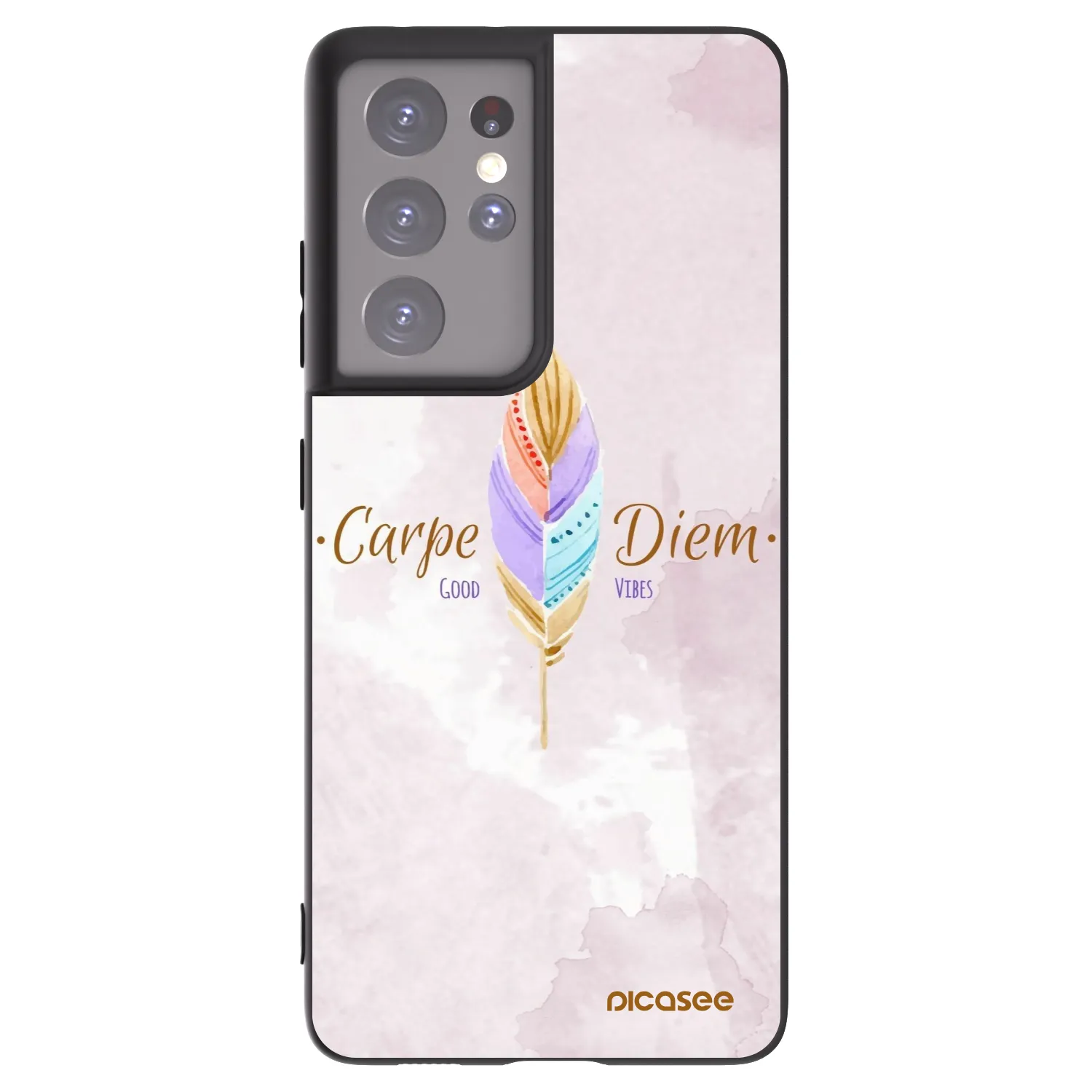 Picasee silikonski črni ovitek za Samsung Galaxy S21 Ultra 5G G998B - Carpe Diem