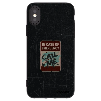 Picasee silikonski črni ovitek za Apple iPhone X/XS - EMERGENCY