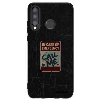 Picasee silikonski črni ovitek za Huawei P30 Lite - EMERGENCY