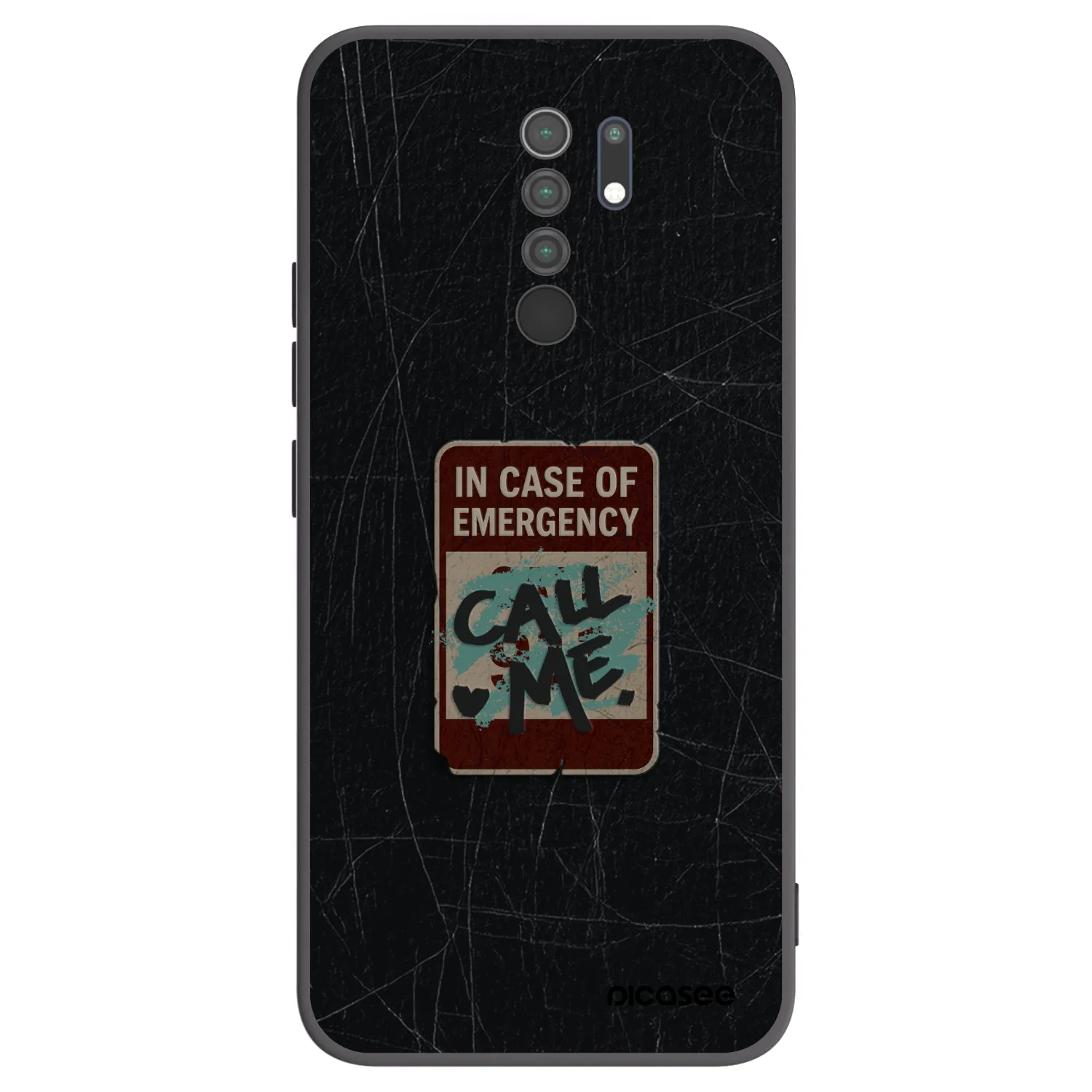 Picasee silikonski črni ovitek za Xiaomi Redmi 9 - EMERGENCY
