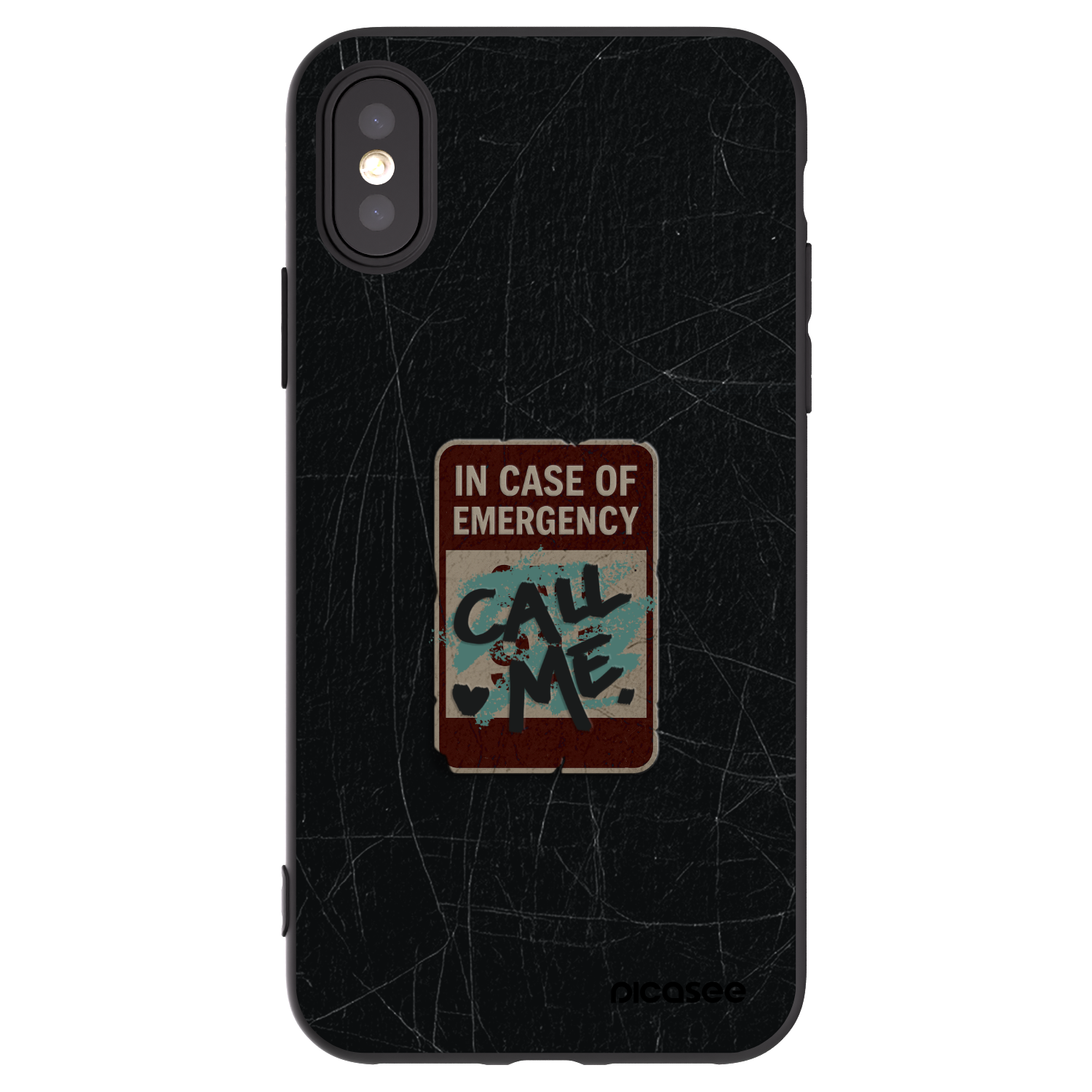 Picasee silikonski črni ovitek za Apple iPhone X/XS - EMERGENCY