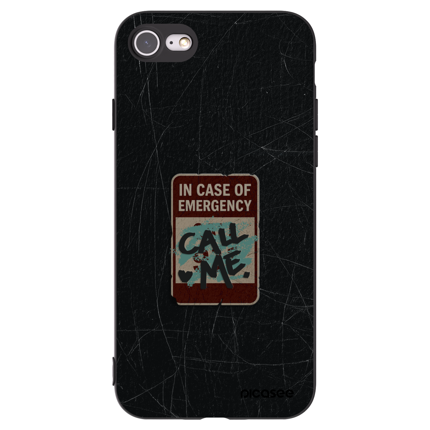 Picasee silikonski črni ovitek za Apple iPhone 7 - EMERGENCY