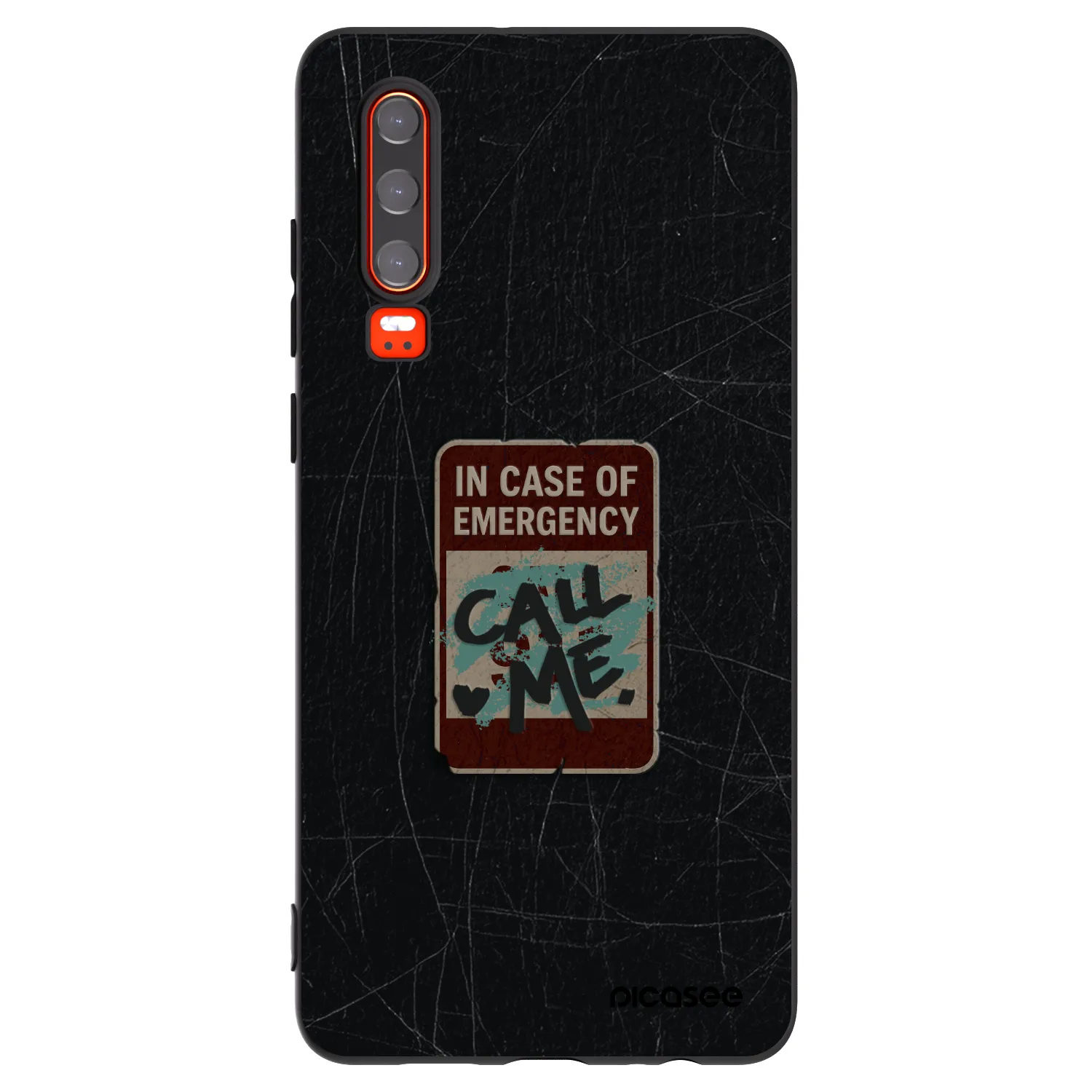 Picasee silikonski črni ovitek za Huawei P30 - EMERGENCY