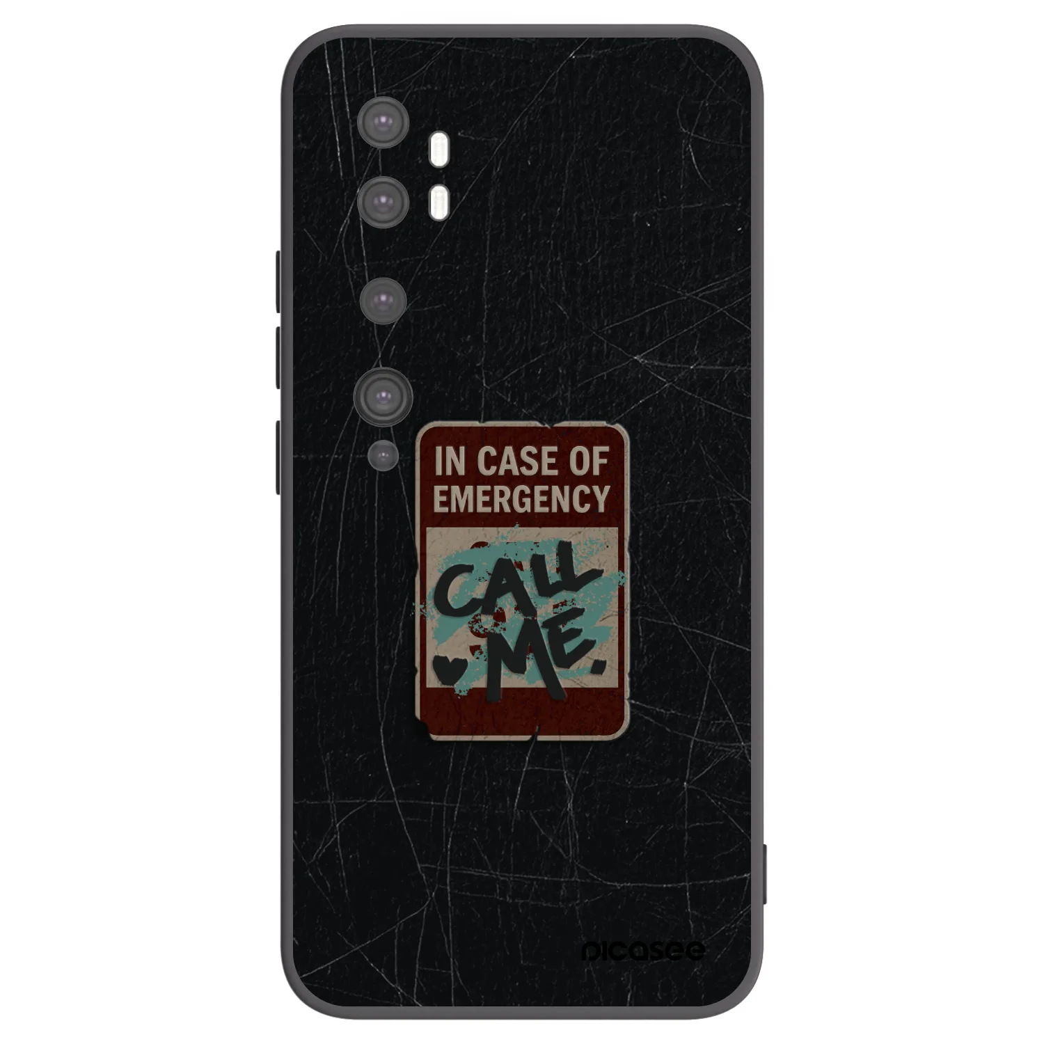 Picasee silikonski črni ovitek za Xiaomi Mi Note 10 (Pro) - EMERGENCY
