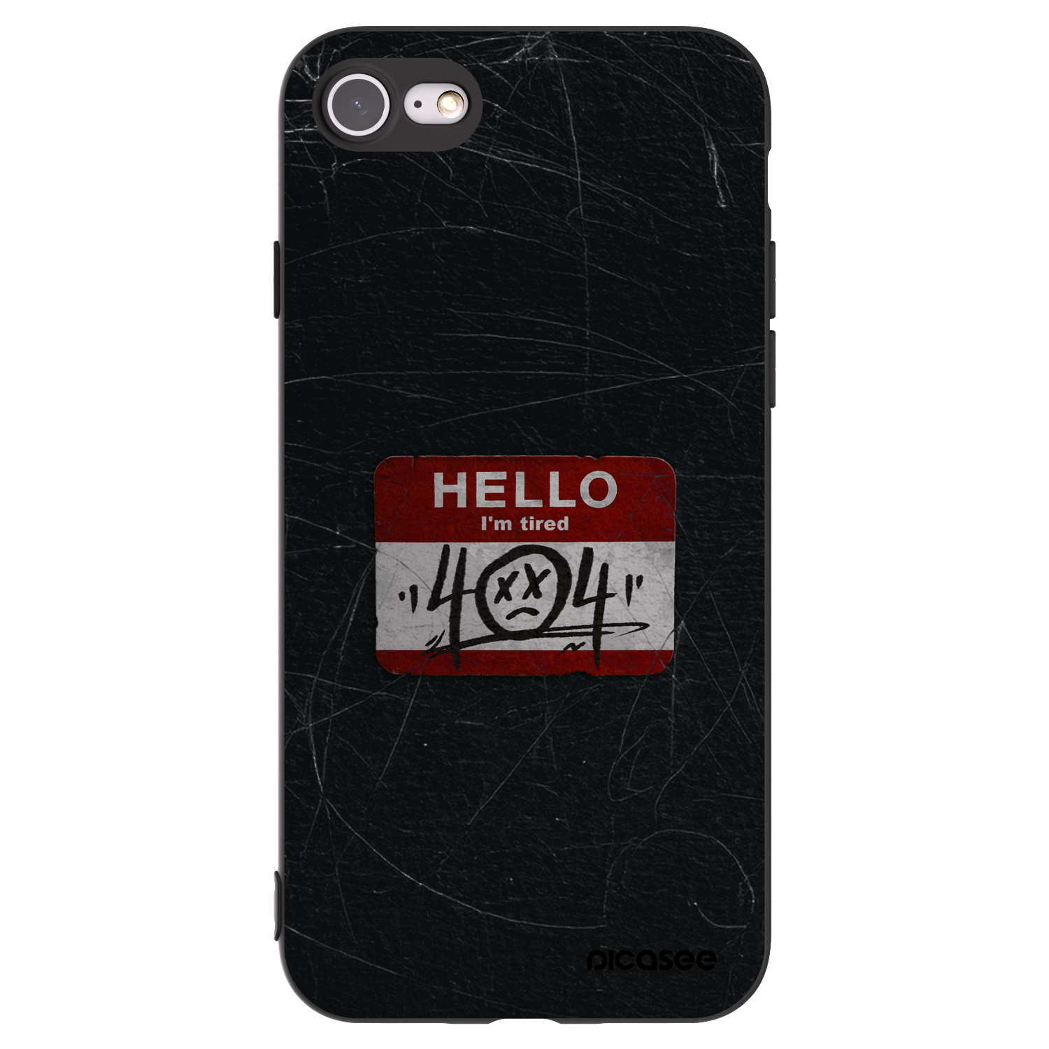 Picasee silikonski črni ovitek za Apple iPhone 8 - HELLO 404