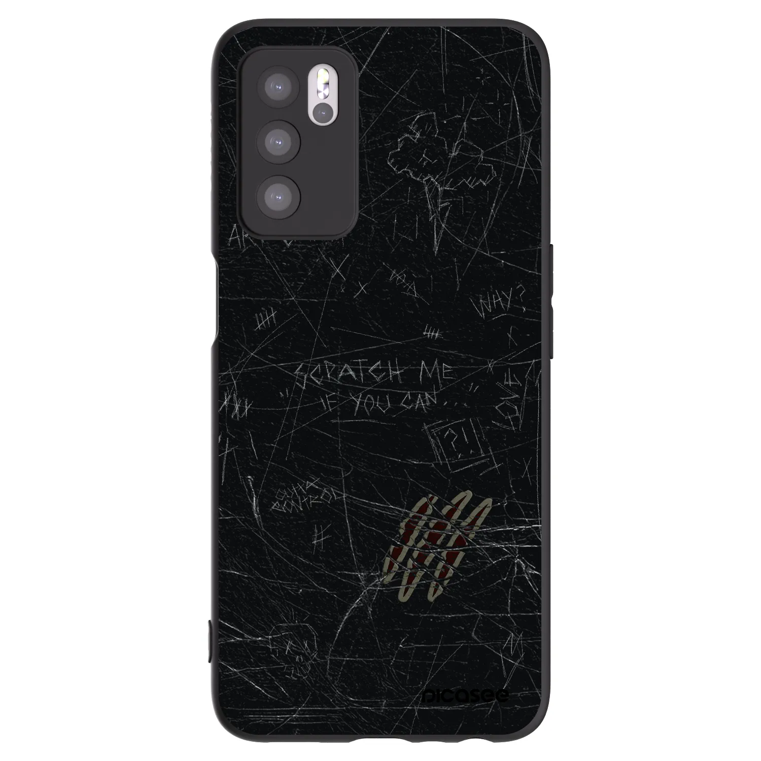 Picasee silikonski črni ovitek za OPPO A16s - SCRATCH