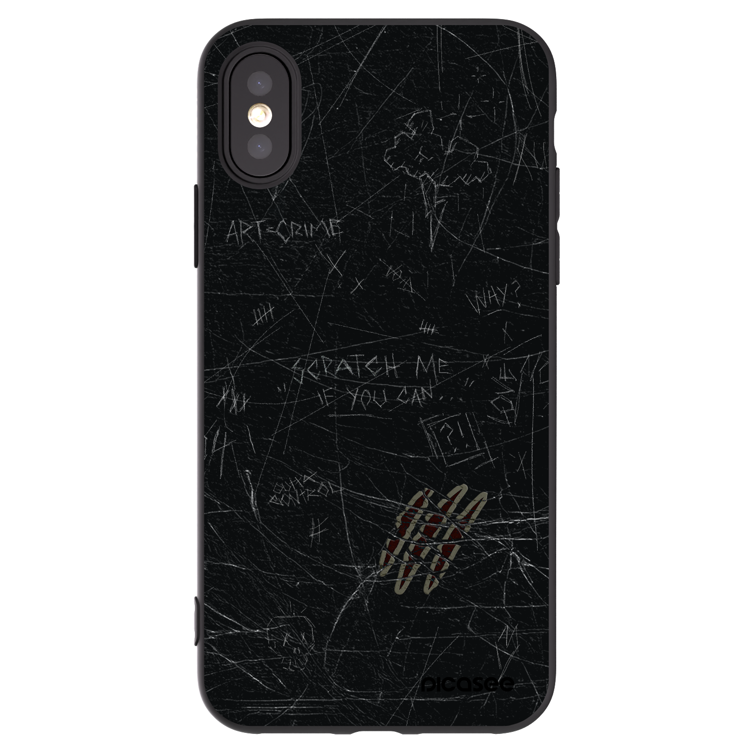 Picasee silikonski črni ovitek za Apple iPhone X/XS - SCRATCH
