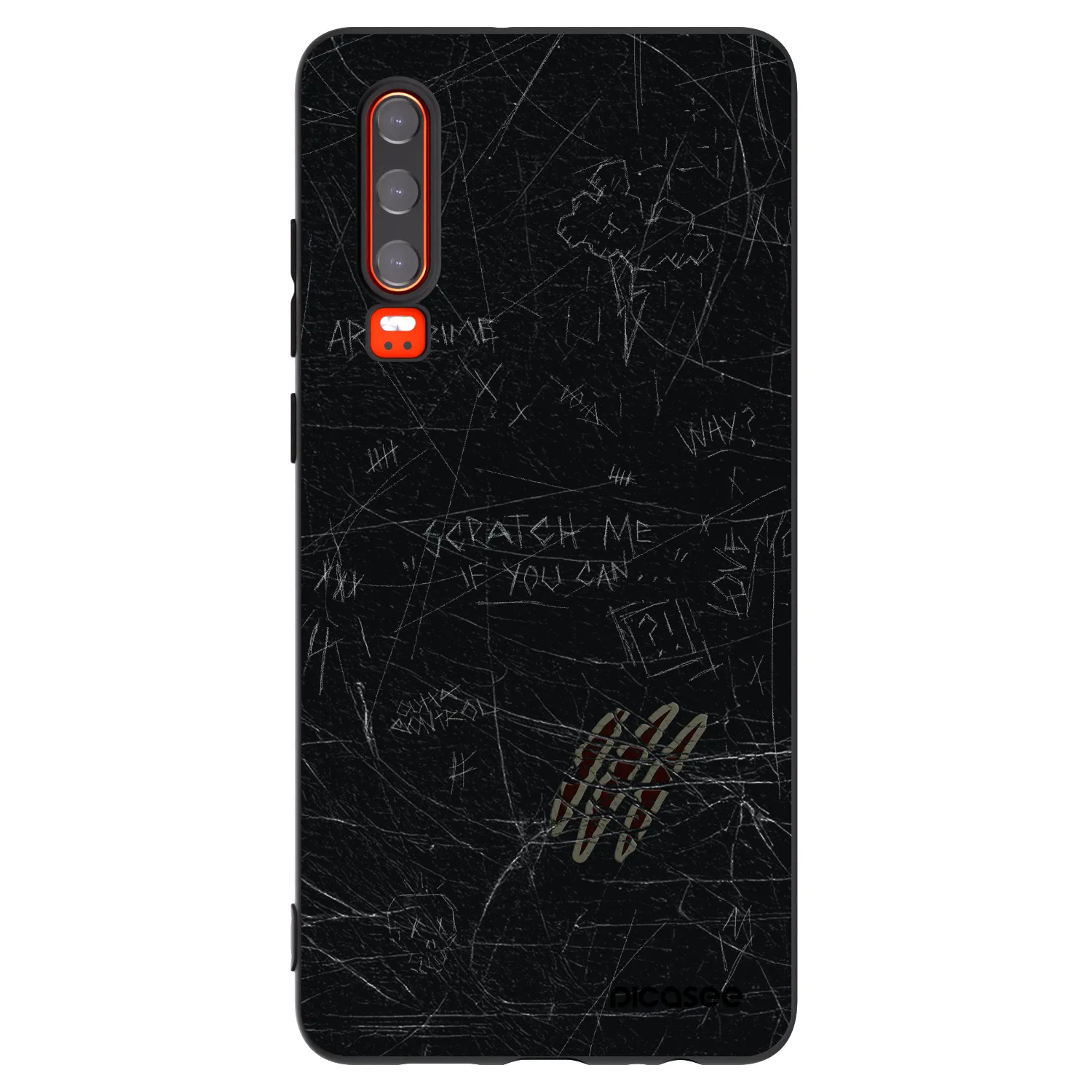 Picasee silikonski črni ovitek za Huawei P30 - SCRATCH