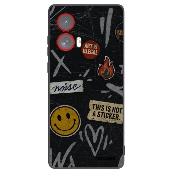 Picasee silikonski črni ovitek za Motorola Edge 50 Fusion - STICKERS x TAGS