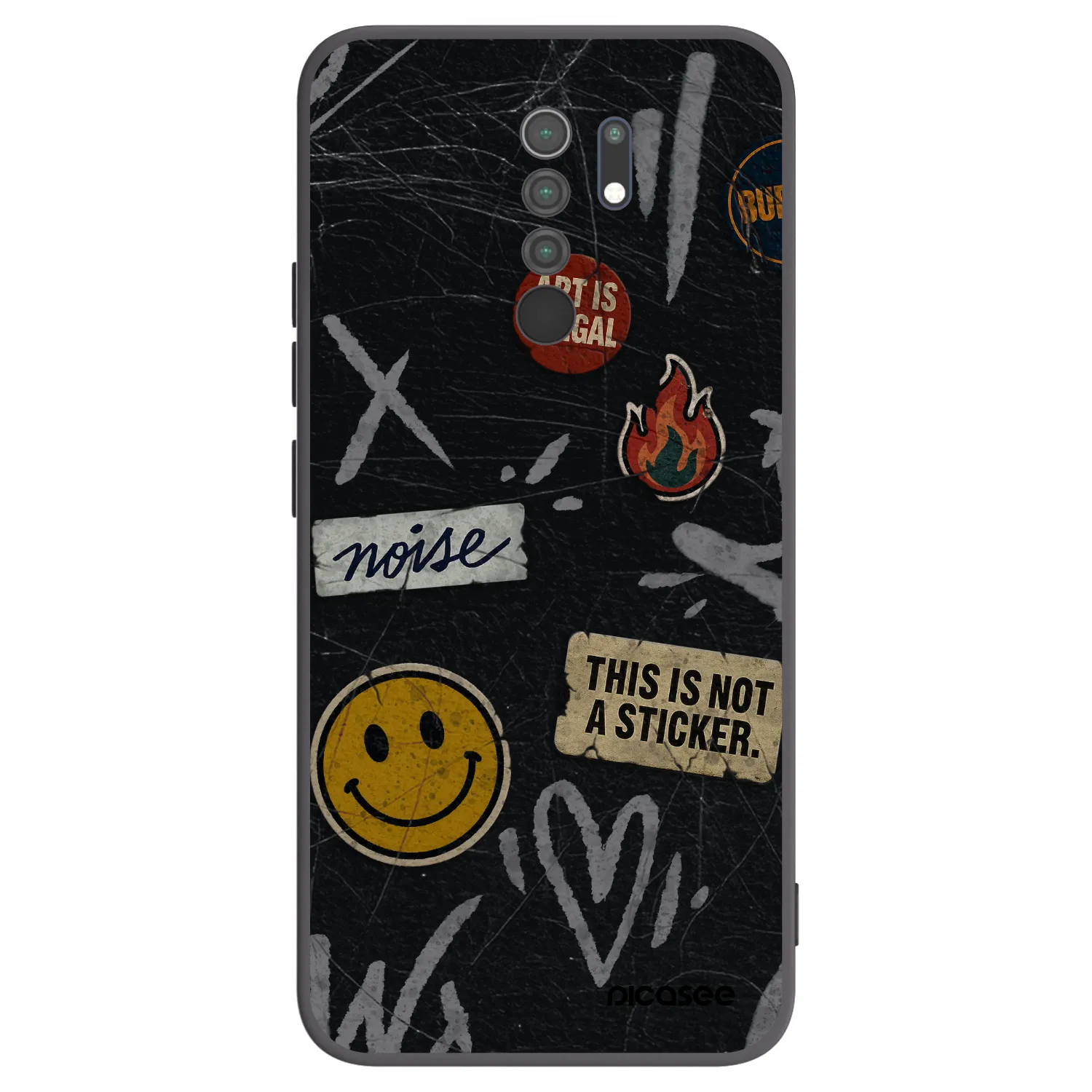 Picasee silikonski črni ovitek za Xiaomi Redmi 9 - STICKERS x TAGS