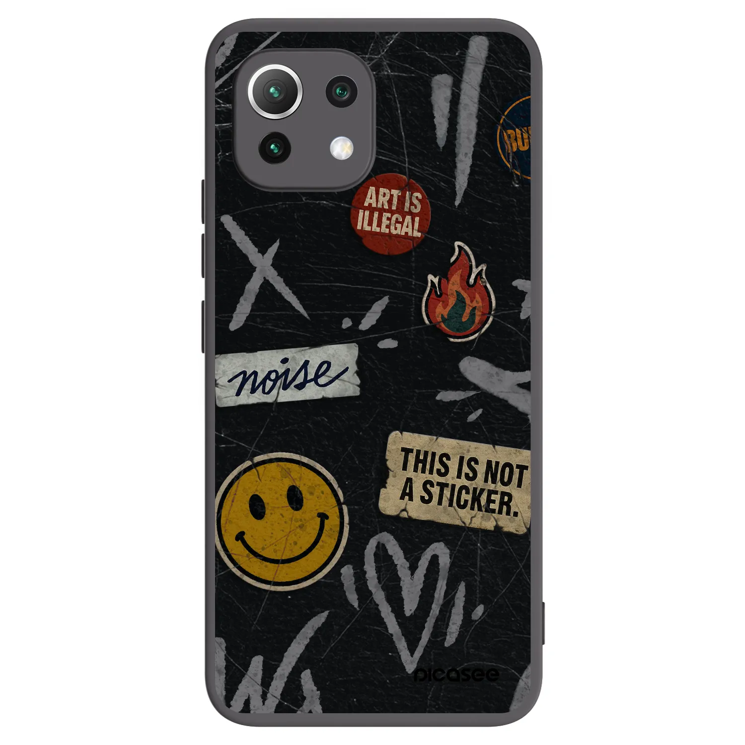 Picasee silikonski črni ovitek za Xiaomi Mi 11 Lite - STICKERS x TAGS