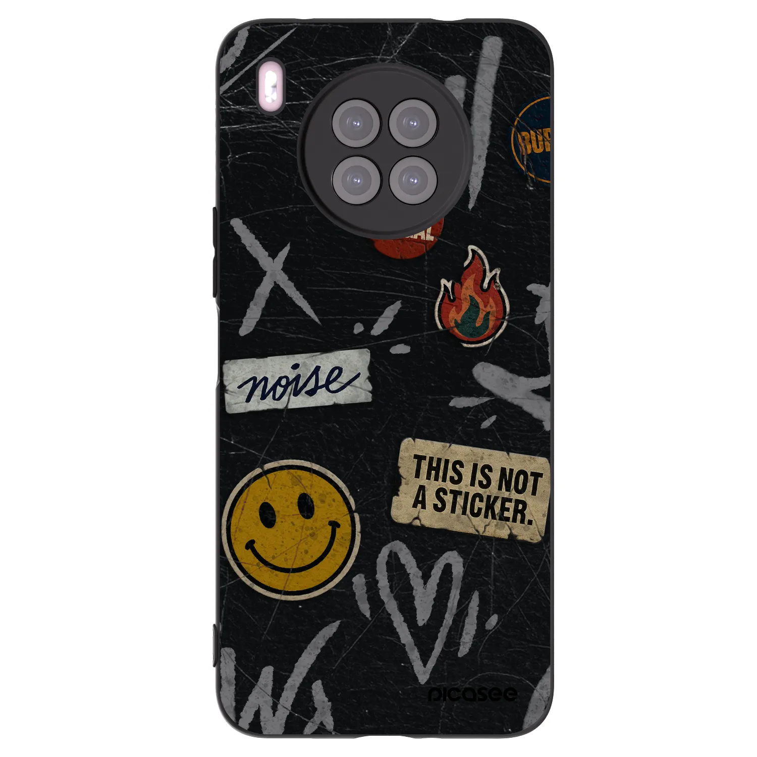 Picasee silikonski črni ovitek za Huawei Nova 8i - STICKERS x TAGS