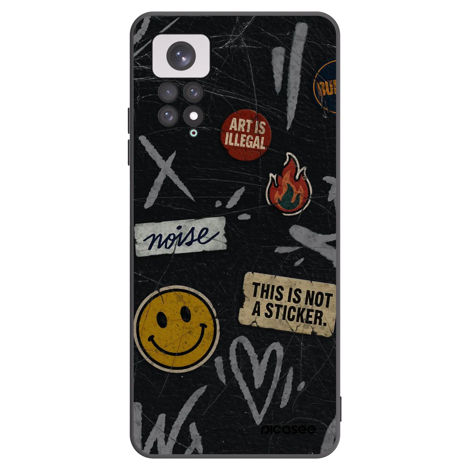 Picasee silikonski črni ovitek za Xiaomi Redmi Note 11 - STICKERS x TAGS