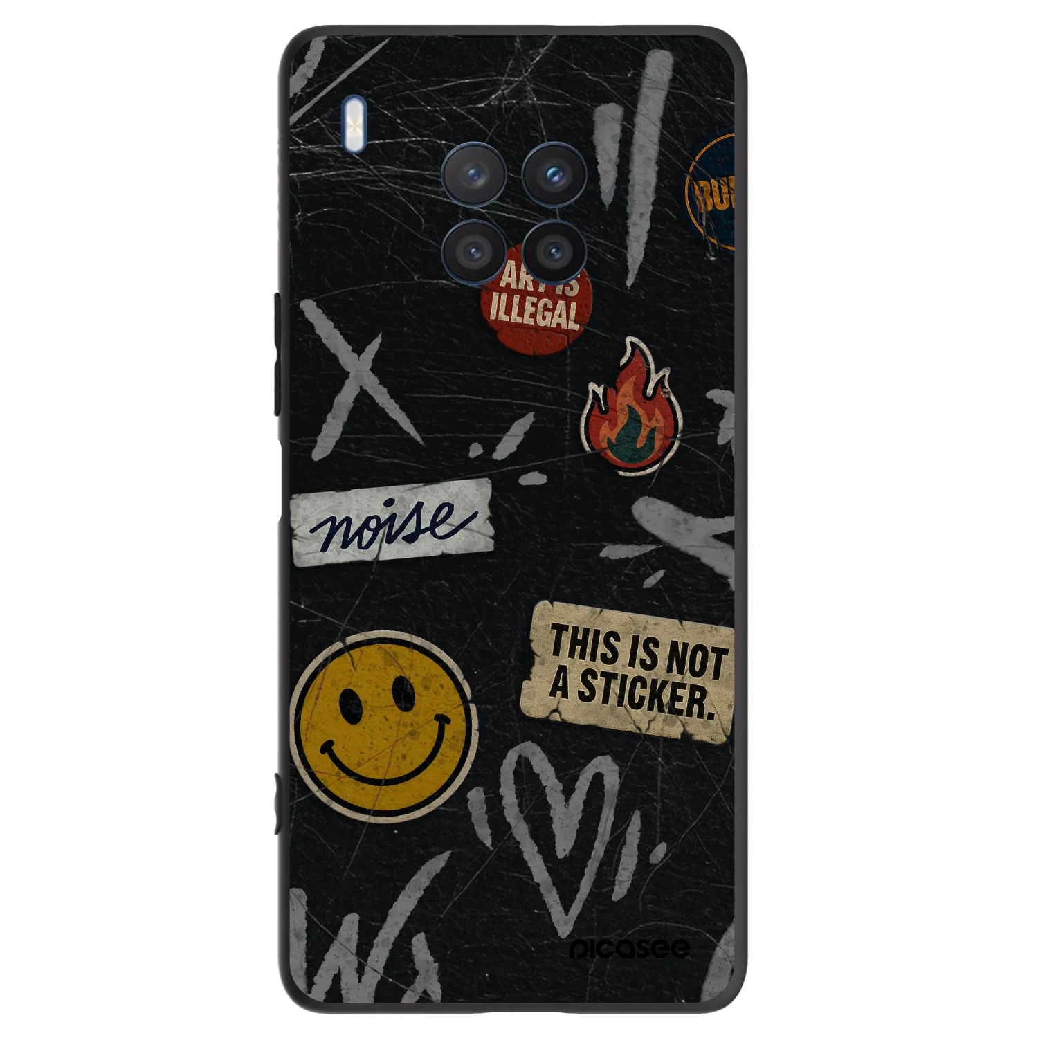 Picasee silikonski črni ovitek za Honor 50 Lite - STICKERS x TAGS
