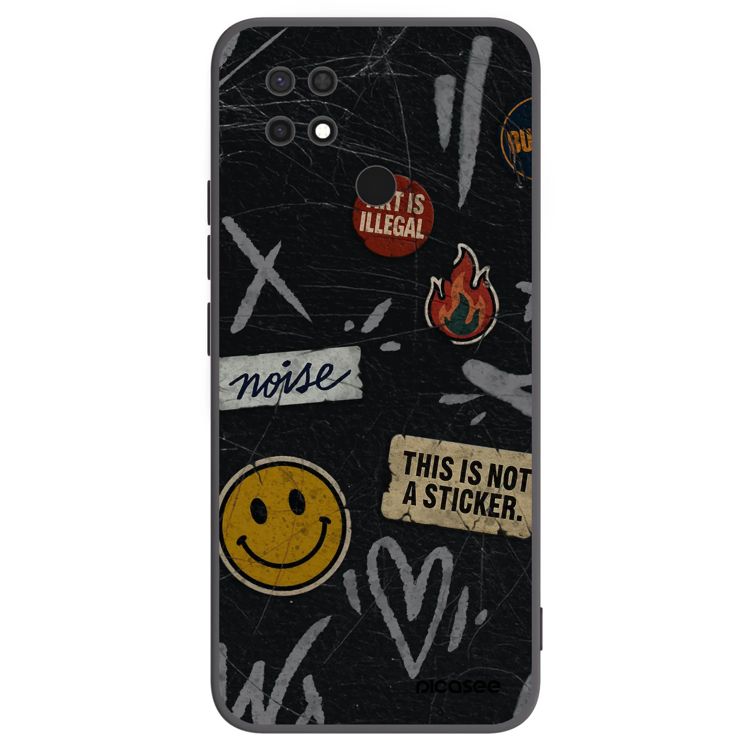Picasee silikonski črni ovitek za Xiaomi Redmi 10C - STICKERS x TAGS