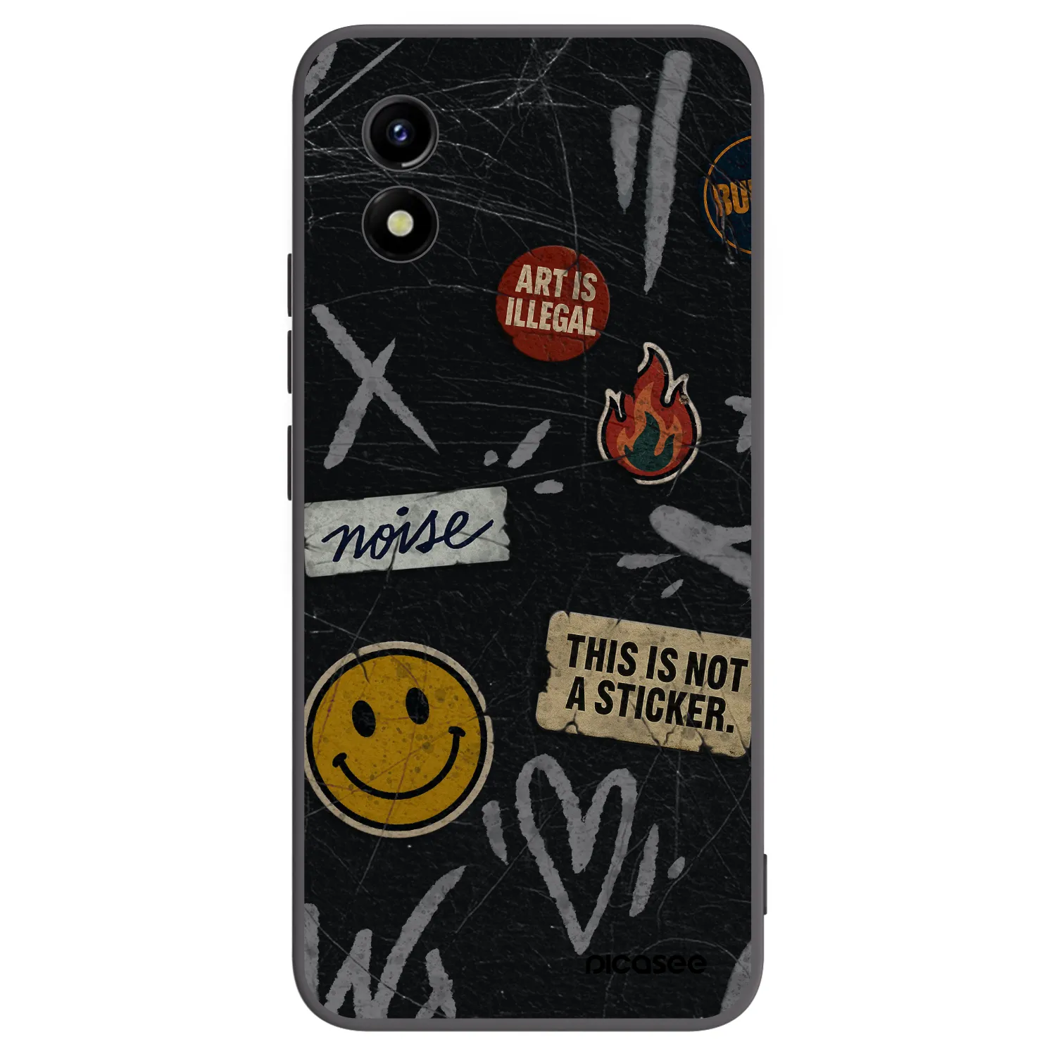 Picasee silikonski črni ovitek za Vivo Y01 - STICKERS x TAGS