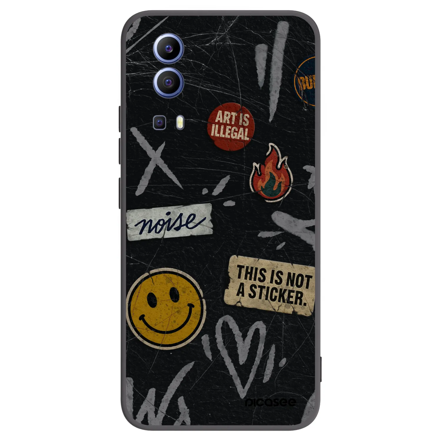 Picasee silikonski črni ovitek za Vivo Y52 5G - STICKERS x TAGS
