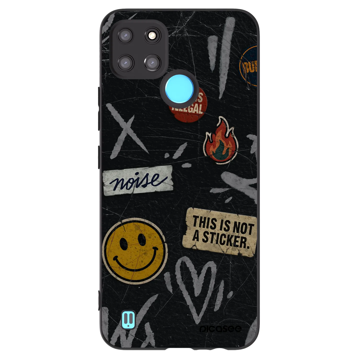 Picasee silikonski črni ovitek za Realme C21Y - STICKERS x TAGS