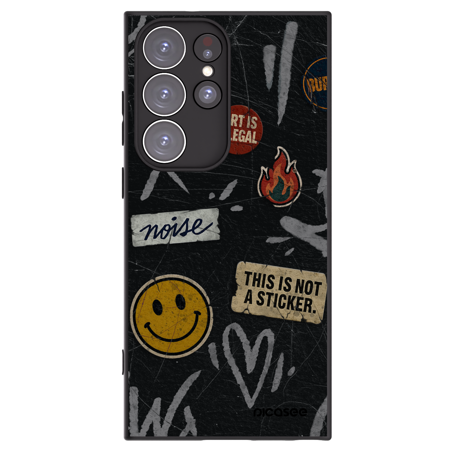 Picasee silikonski črni ovitek za Samsung Galaxy S23 Ultra 5G - STICKERS x TAGS