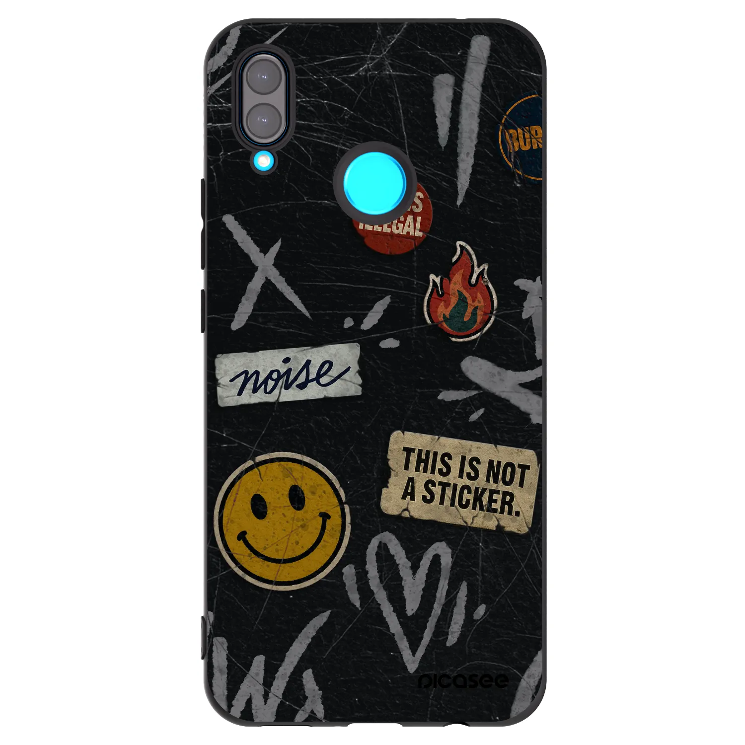 Picasee silikonski črni ovitek za Huawei Nova 3i - STICKERS x TAGS